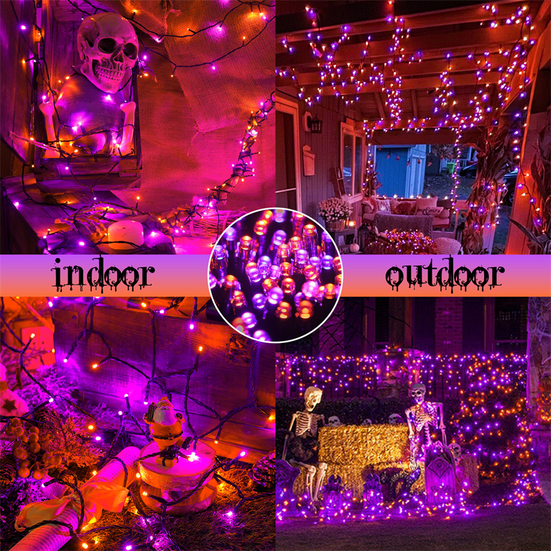 Lumières d'Halloween violettes à 300 LED de 108 pieds