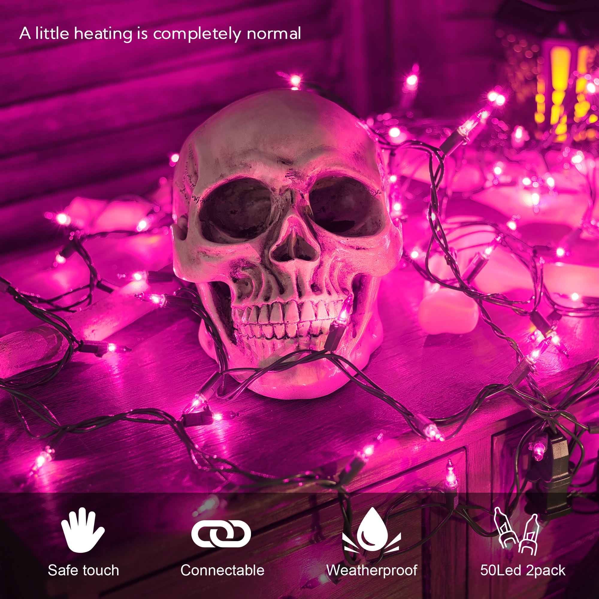 Guirlande lumineuse de décoration d'Halloween de 13 pieds à 50 LED