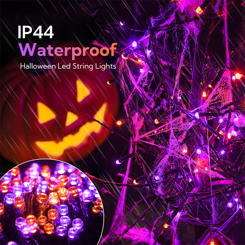 Lumières d'Halloween violettes à 300 LED de 108 pieds