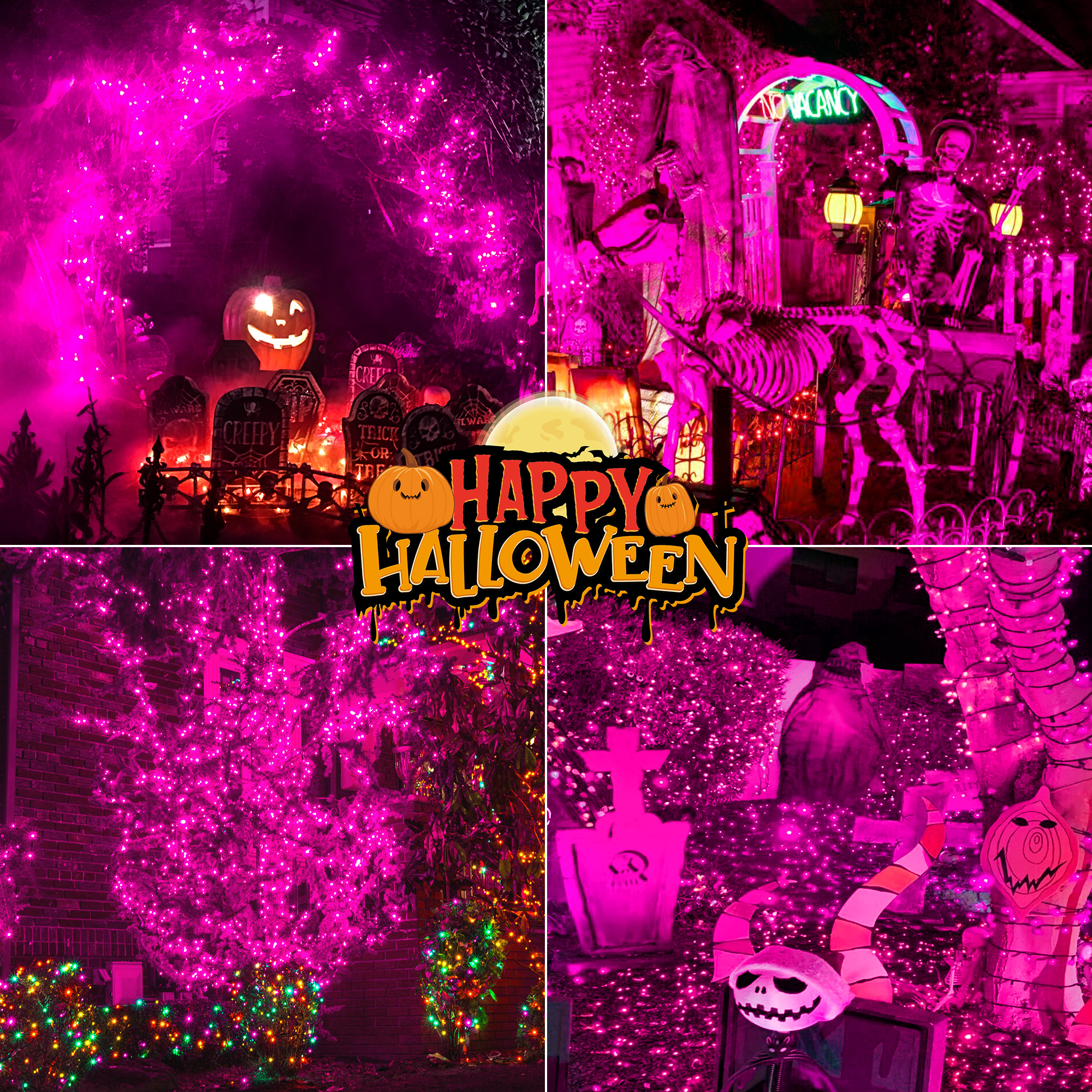 Guirlande lumineuse de décoration d'Halloween de 13 pieds à 50 LED