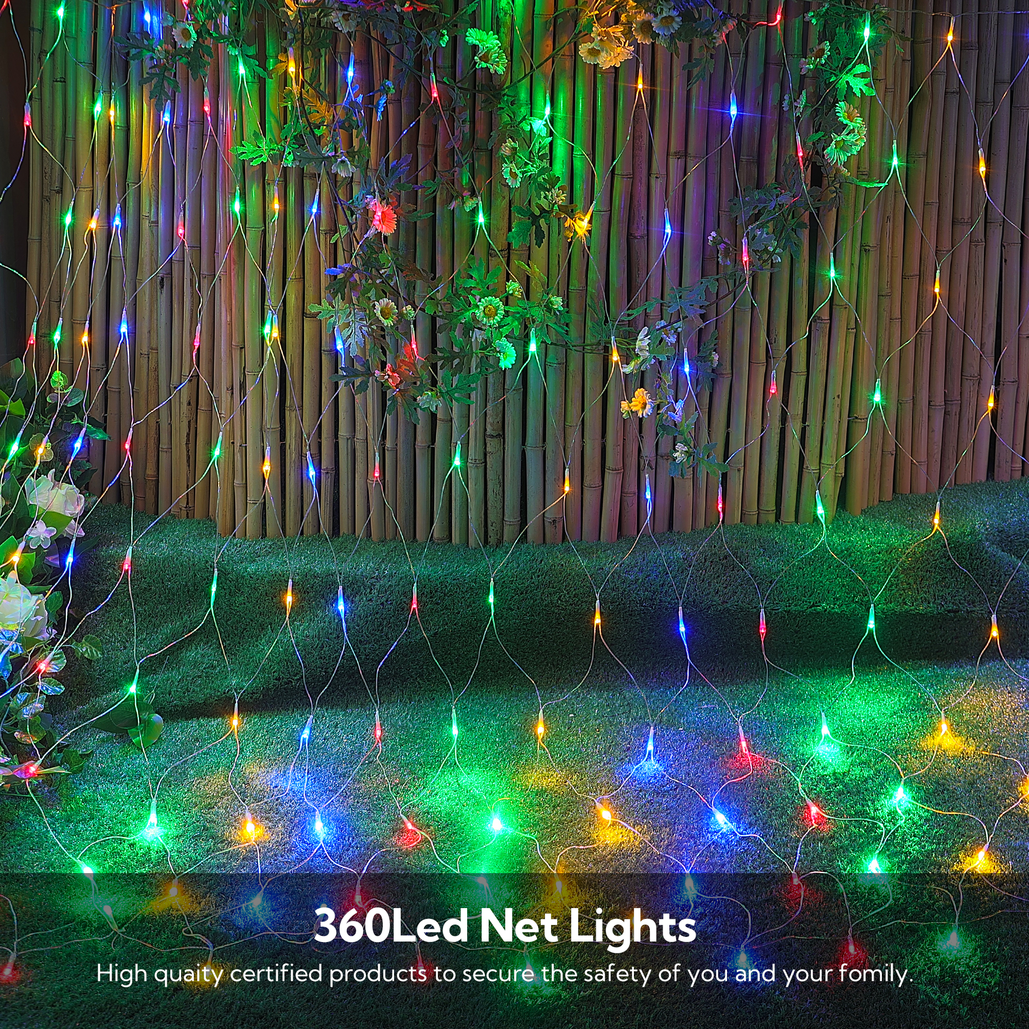 Guirlande lumineuse en filet multicolore à 360 LED