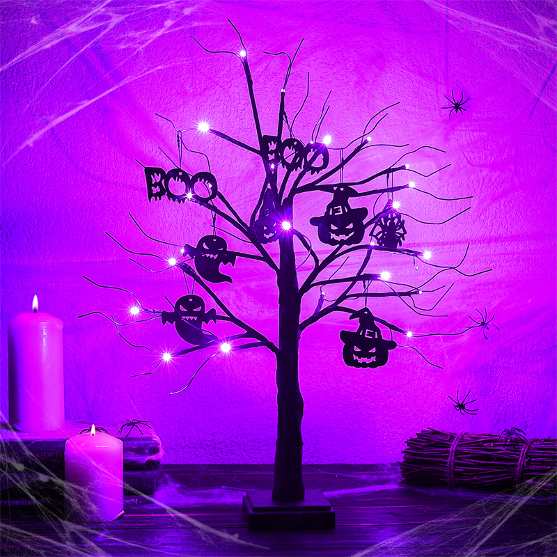 Lumière d'arbre de table d'Halloween de 2 pieds 24 LED