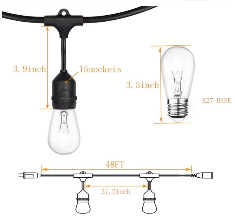 Lumières de patio suspendues