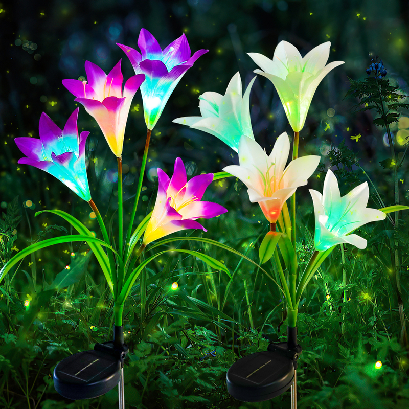 8 lampes solaires de jardin à fleurs de lys