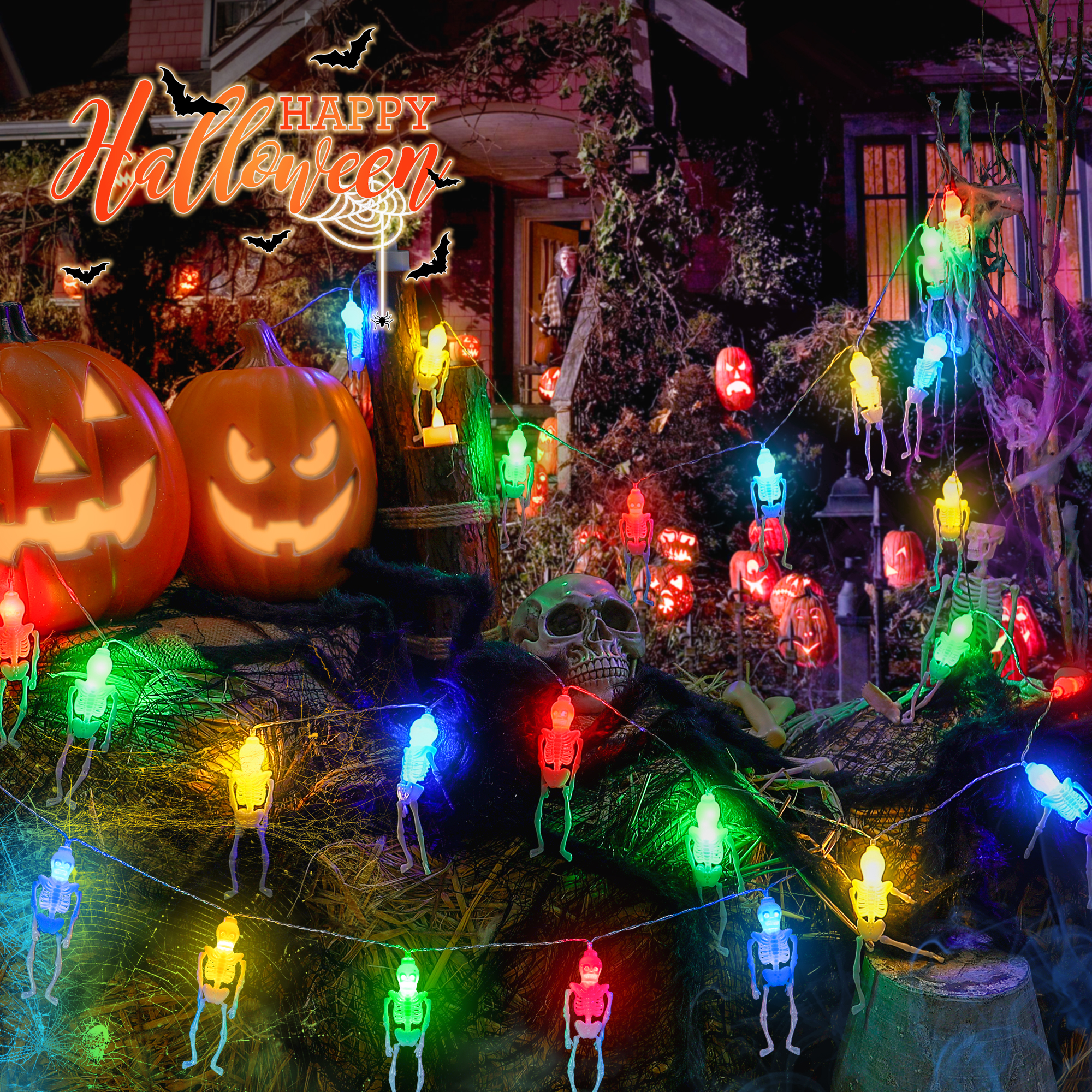 Guirlande lumineuse squelette d'Halloween
