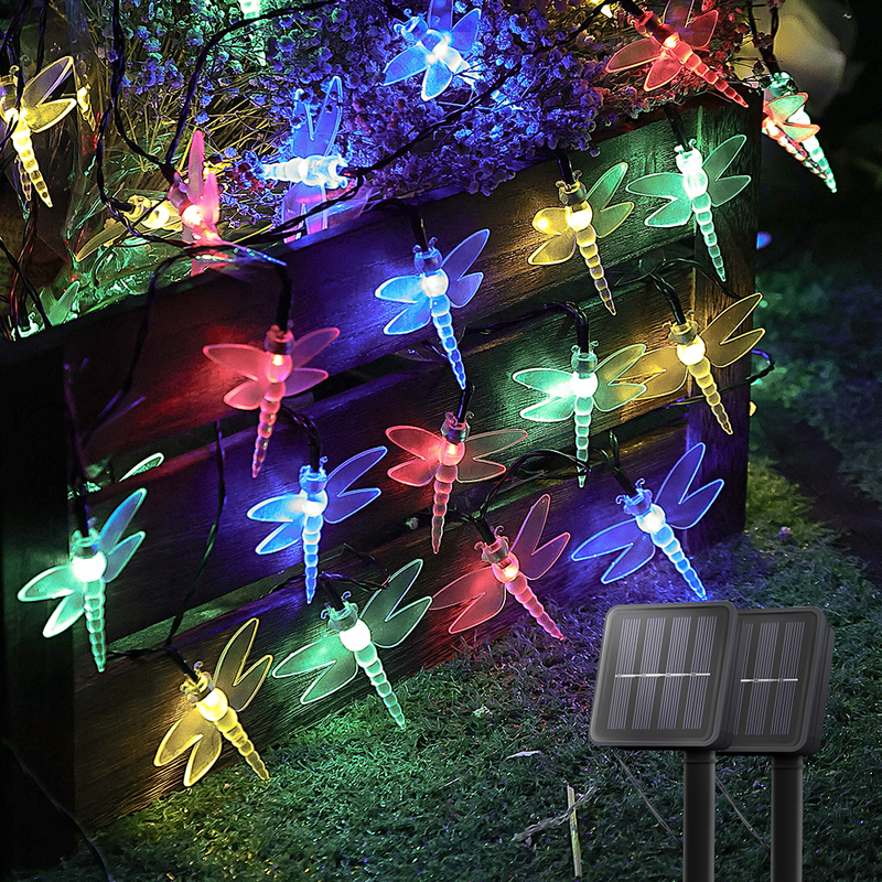 Guirlande lumineuse solaire libellule de jardin 30LED