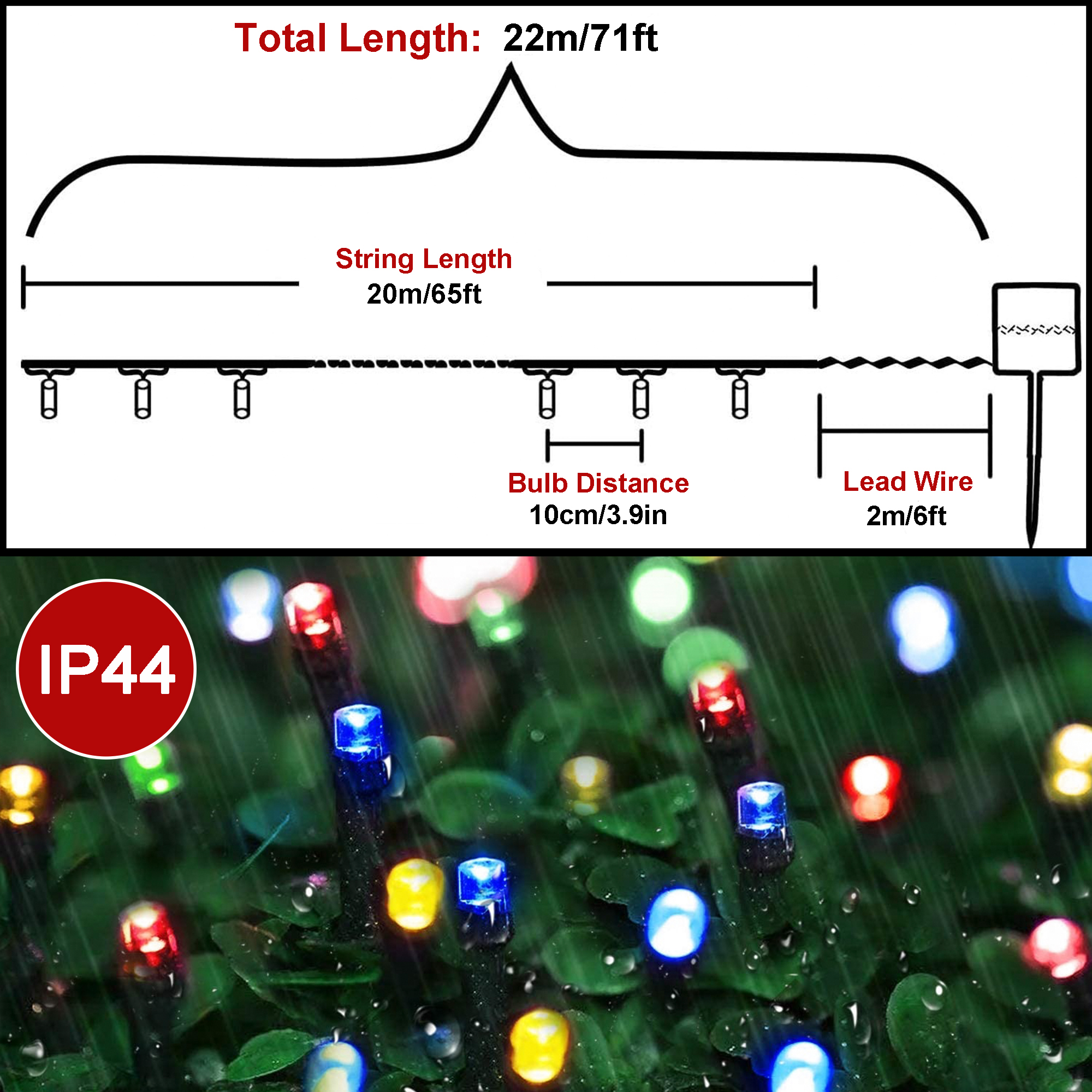 Guirlande lumineuse solaire de Noël à 200 LED