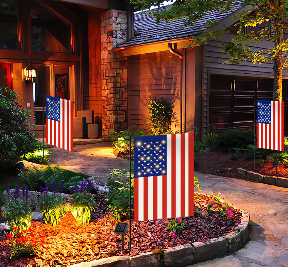 Drapeau de jardin américain à panneau solaire