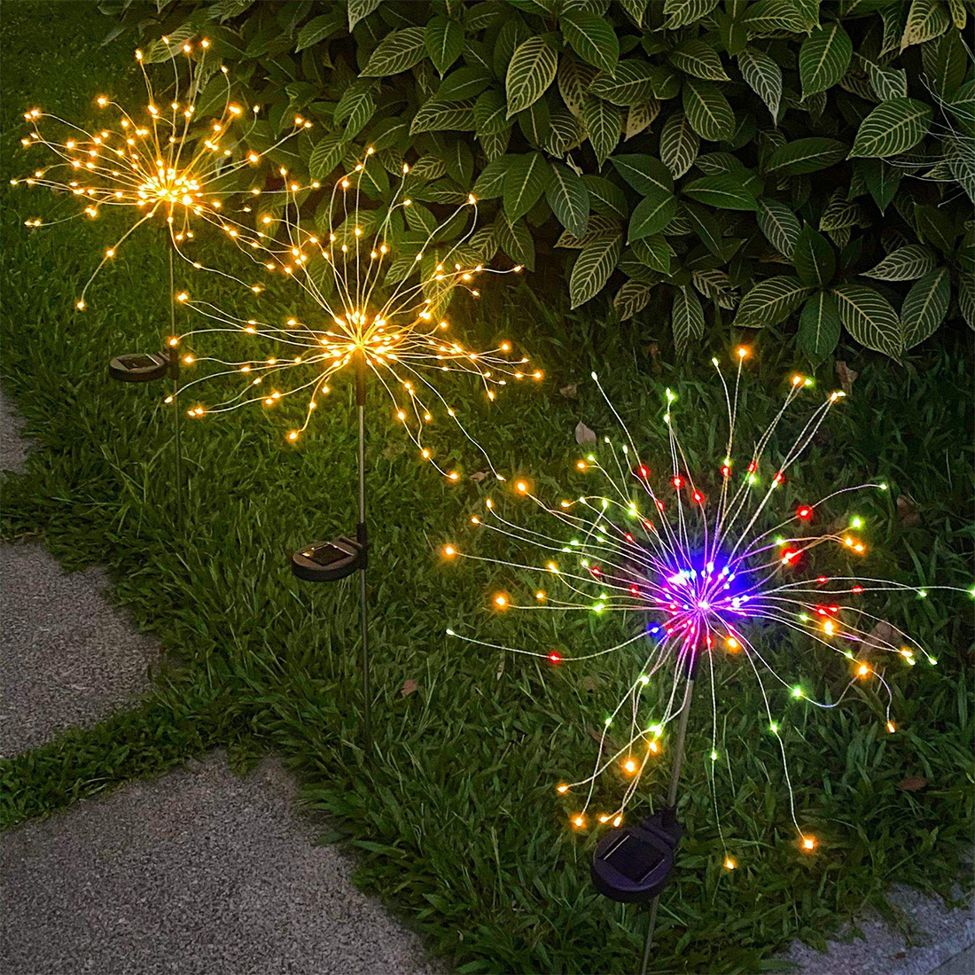 Feu d'artifice solaire extérieur à LED