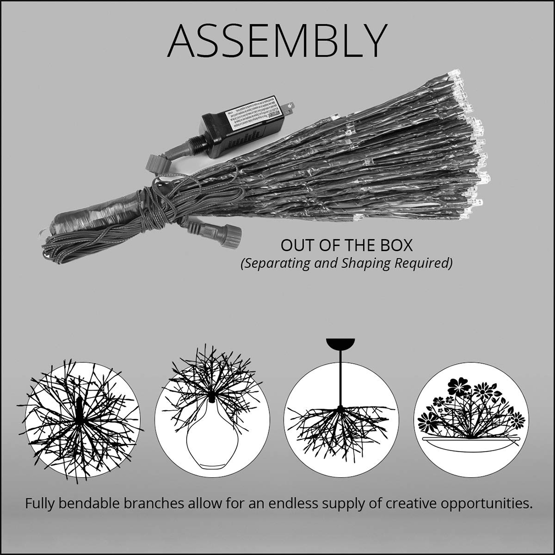 Les branches lumineuses LED scintillantes en étoile produisent une image de présentation