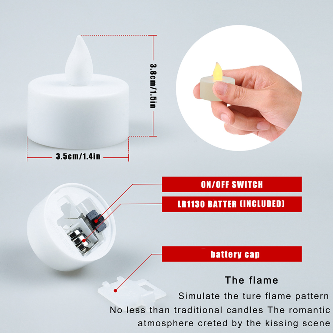 Bougies LED Veilleuses Taille Décrire