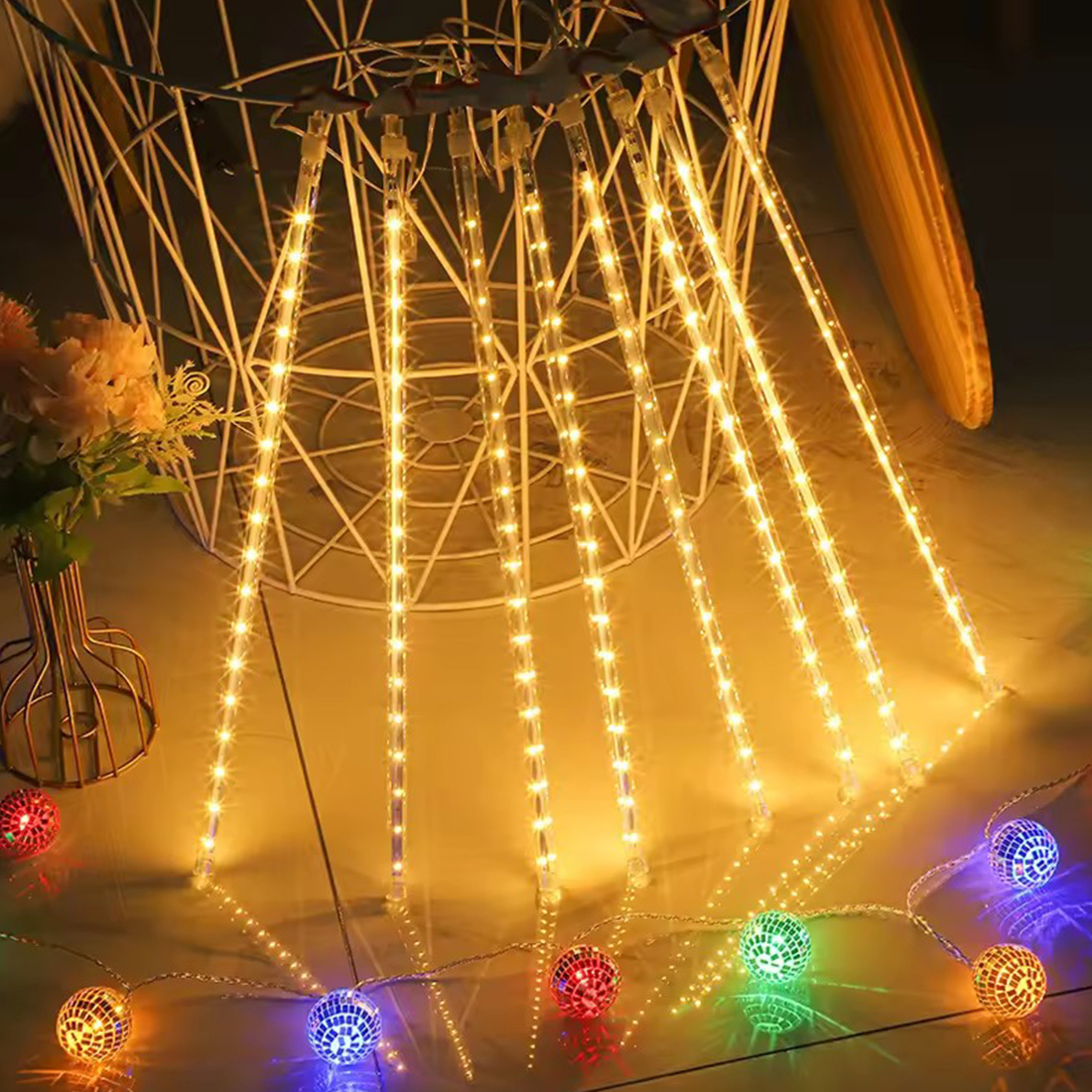 Photo de lumières de pluie de Noël de pluie de météores à LED