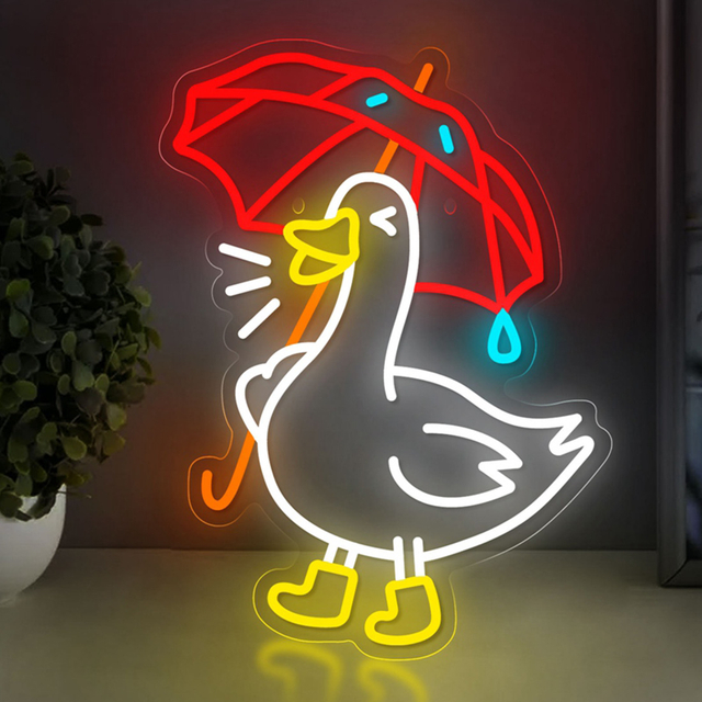 Canard parapluie mignon éclairé au néon LED 