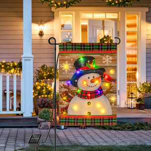 Drapeau de jardin LED bonhomme de neige de Noël