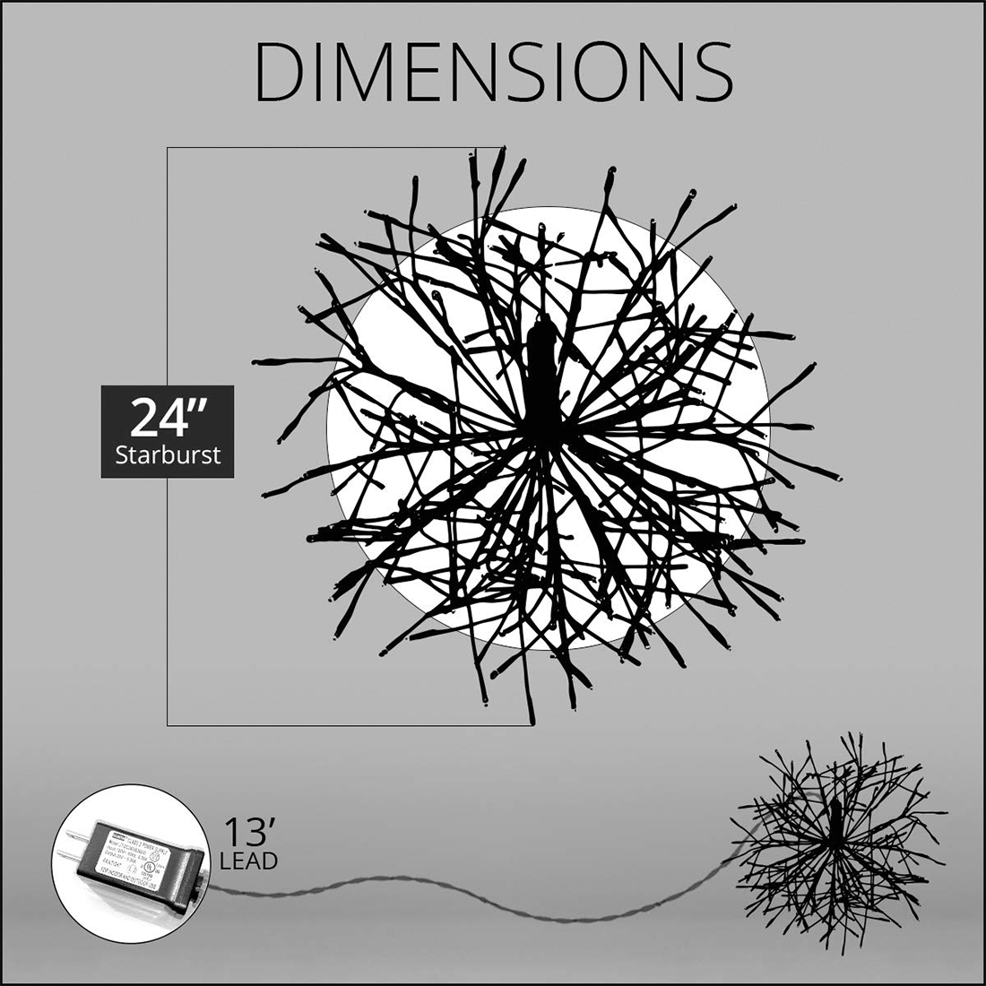 Les branches lumineuses LED scintillantes en forme d'étoile produisent une image de taille