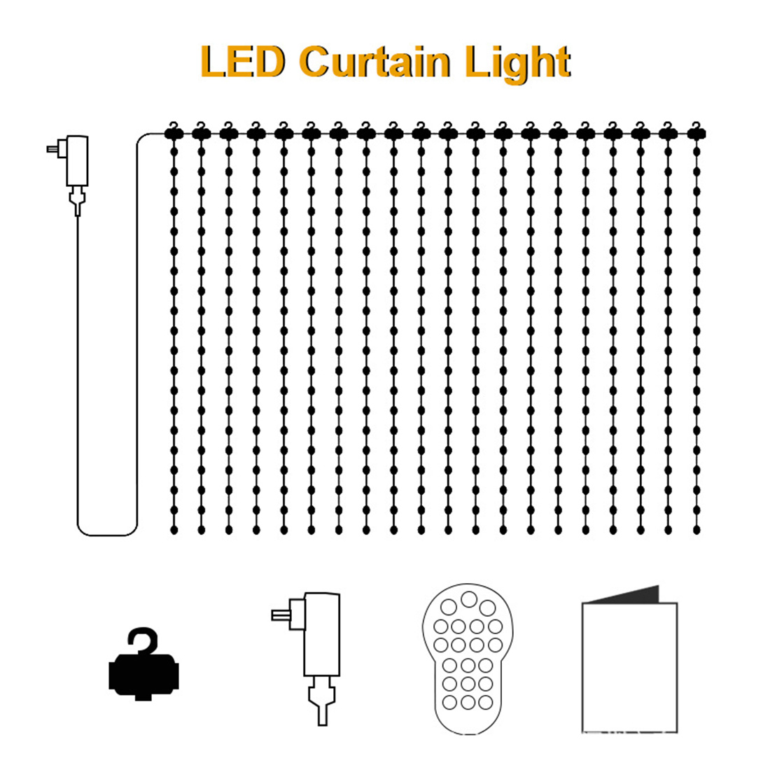 Image de taille de rideaux lumineux avec application Bluetooth intelligente