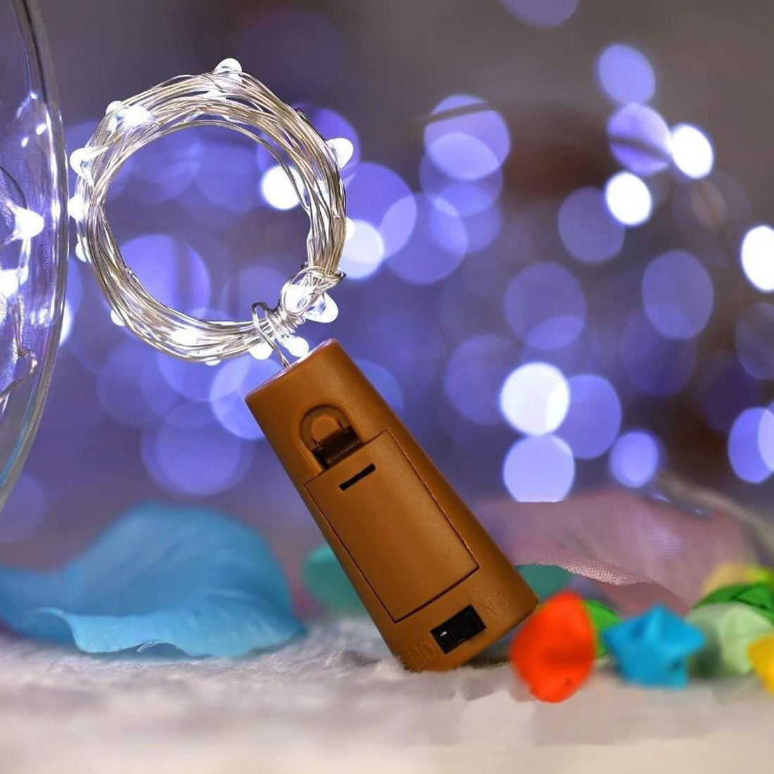 Guirlande lumineuse LED en liège pour bouteille de vin