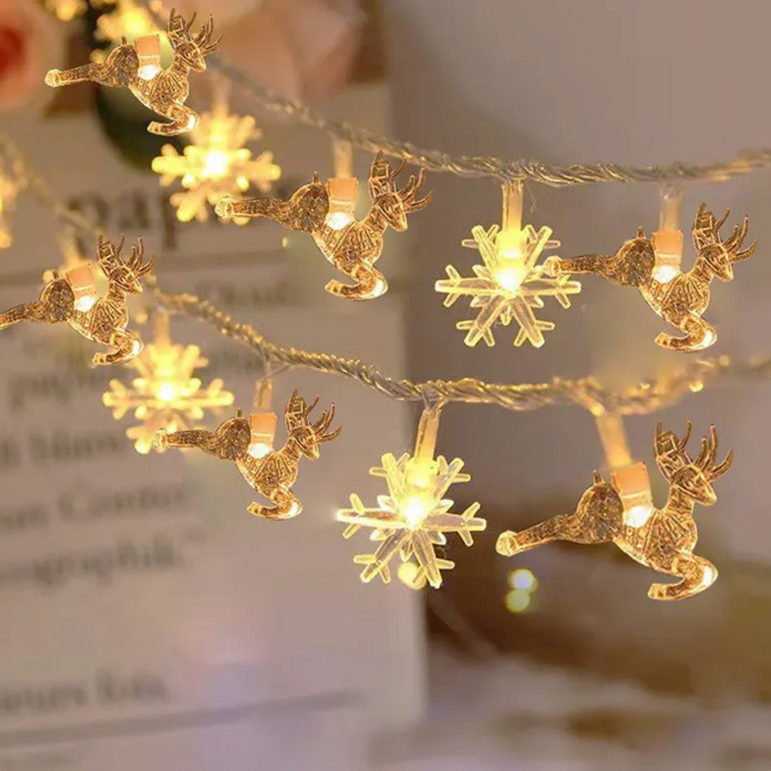 Guirlande lumineuse pour sapin de Noël en forme d'élan des neiges