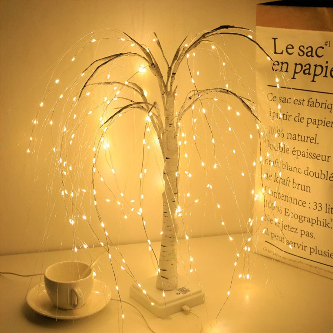 Lampe de nuit féerique LED arbre scintillant