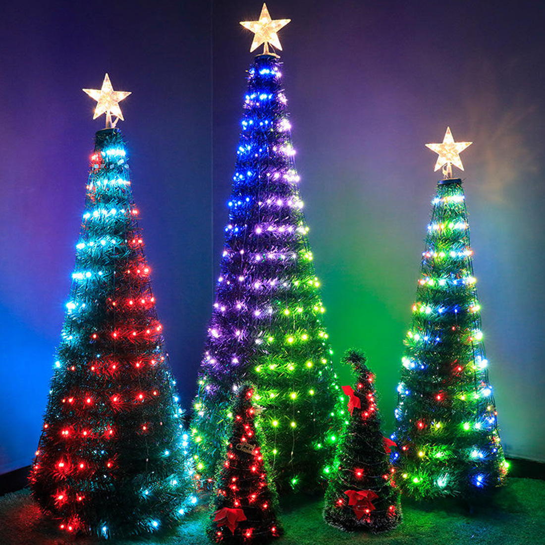 Lumières de Noël féeriques multicolores étoiles