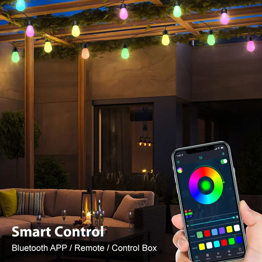 Spectacle de contrôle intelligent de chaîne de lumière de couleur LED S14Smart 