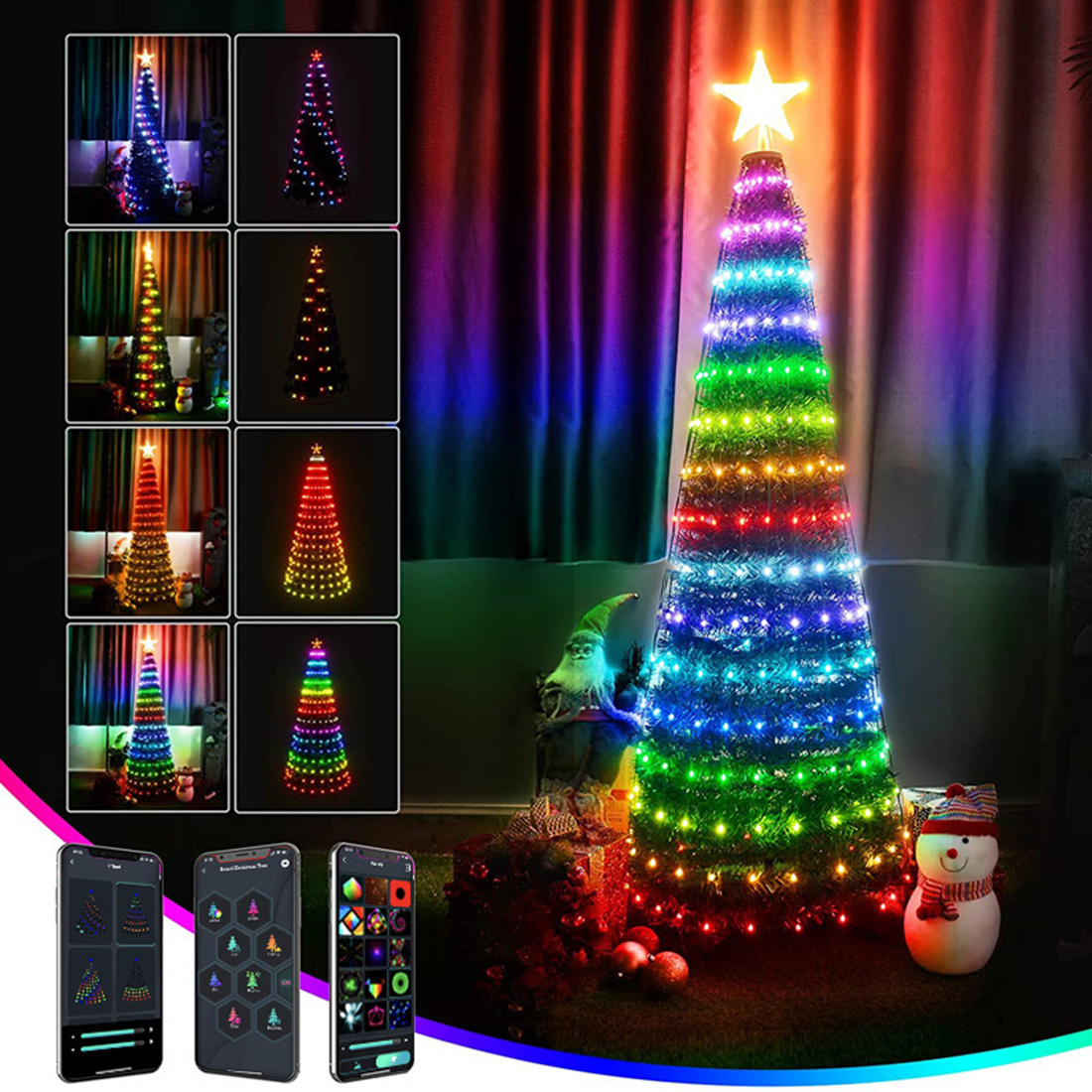 Lumières de Noël féeriques multicolores étoiles