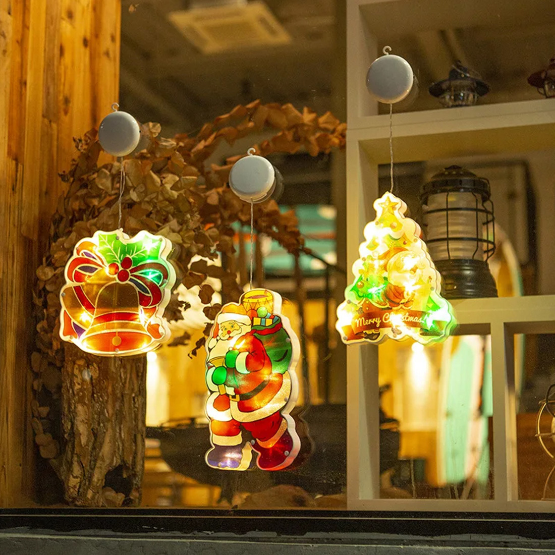 Décorations de Noël du Père Noël, lampe à ventouse, photo de scène