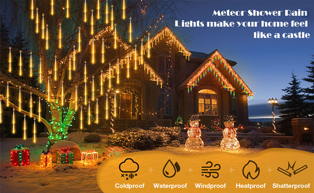 Les lumières de pluie de Noël à pluie de météores à LED produisent une photo de présentation