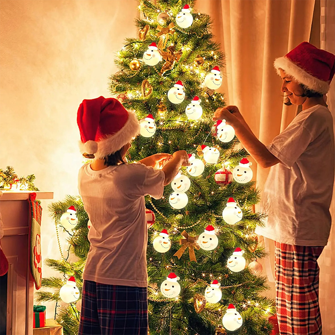 Lumière de Noël de décoration alimentée par batterie de bonhomme de neige