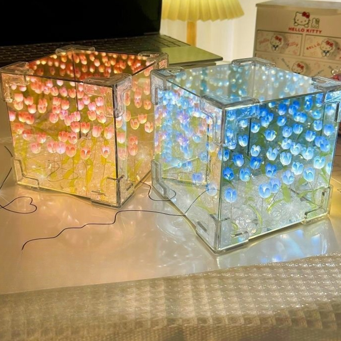 Photo de lampe miroir cube tulipe bricolage