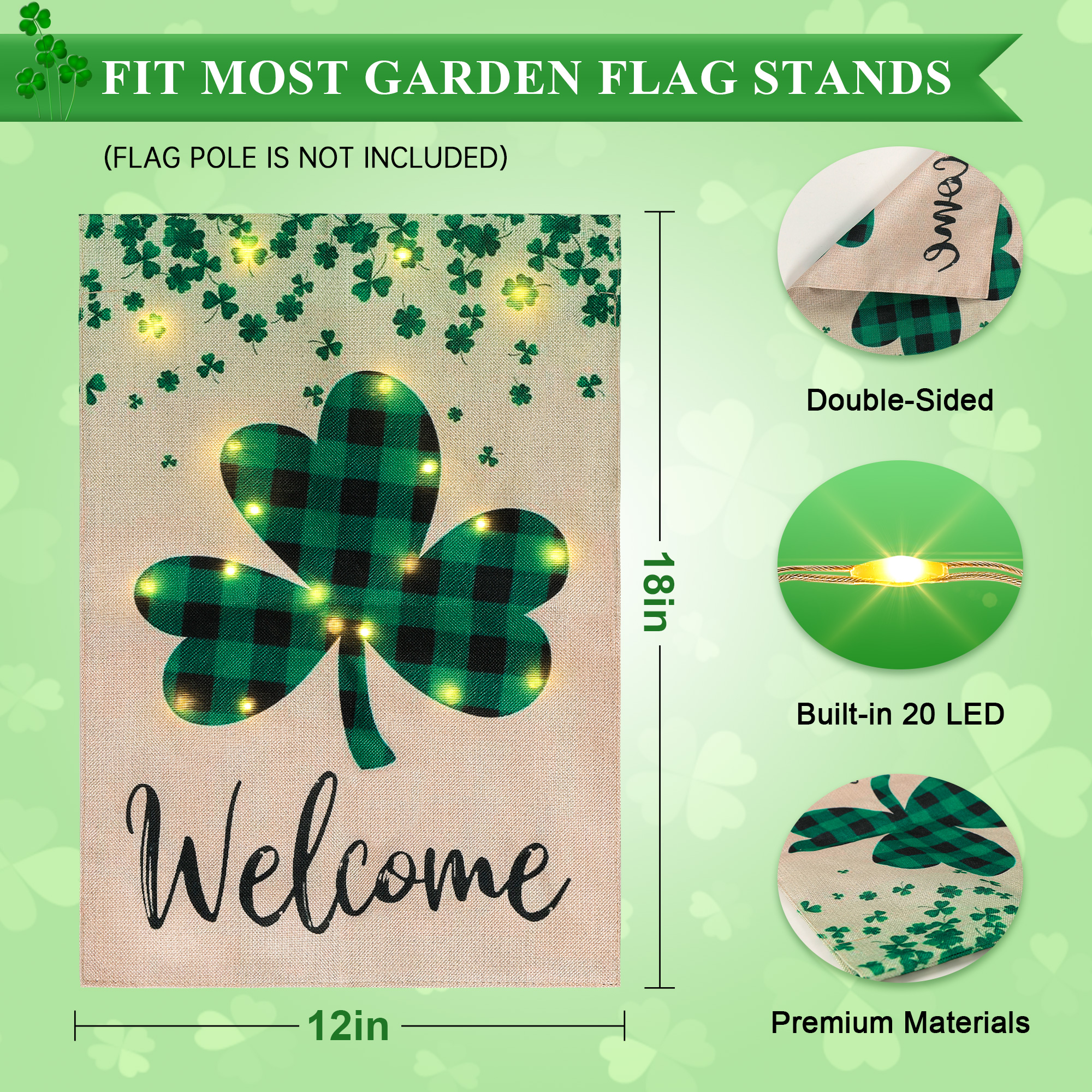 Drapeau de jardin trèfle trèfle de la Saint-Patrick