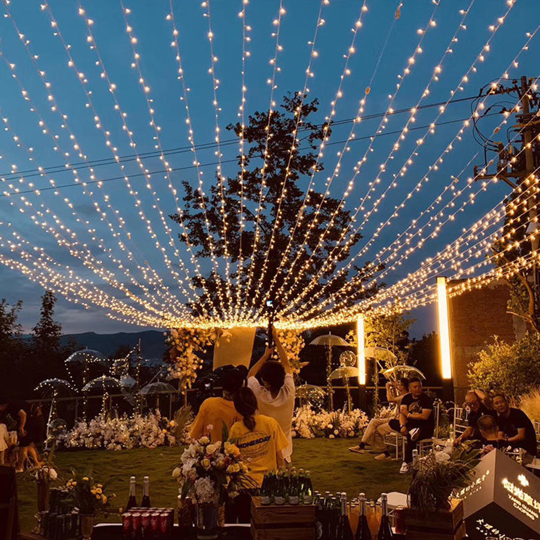 Mariages événements fée rideau chaîne lumières scène photo