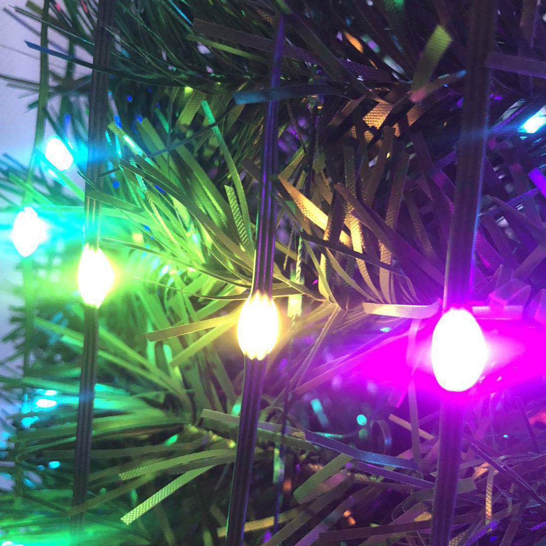 Image détaillée des lumières de Noël féeriques multicolores étoiles